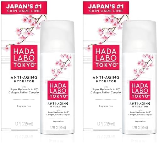 Hada Labo Tokyo Anti-Aging Hydrator 1.7 Fl. Oz - with Super Hyaluronic Acid, Collagen and Retinol Complex - lightweight anti aging serum helps increase firmness and elasticity, fragrance free