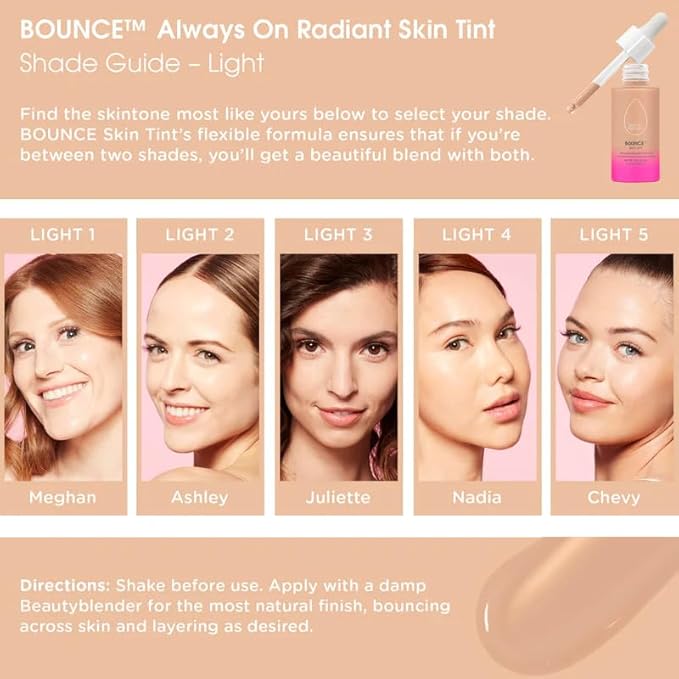 Beautyblender 12-Hour Always on Radiant Skin Tint, Breathable Serum Foundation Stays Put for All Day Long Wear, Infused with Hyaluronic Acid & Niacinamide, Light 2
