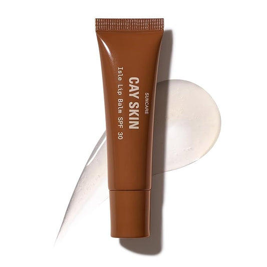 Cay Skin Isle Lip Balm SPF 30 – High Shine, Hydrating, Non-Sticky Lip Gloss in Vanilla Brown Sugar Flavor – Formulated with Natural Ingredients for All Skin Tones – Clear
