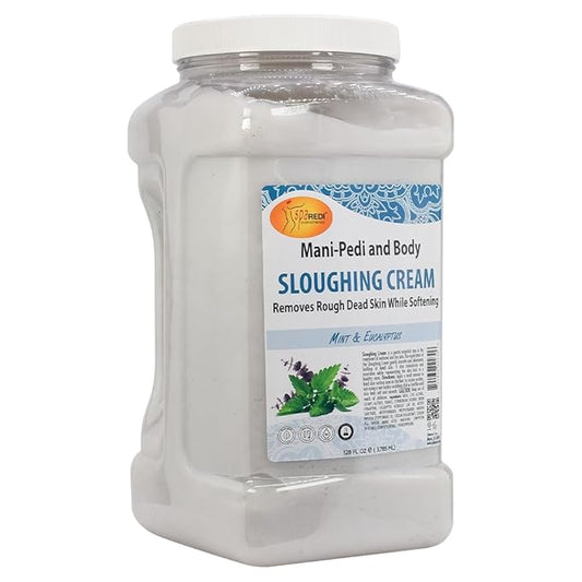 SPA REDI - Foot Cream, Sloughing Lotion, Mint and Eucalyptus 128 Oz - Pedicure Massage Foot Care for Dry Cracked Feet, Scrub Gently, Exfoliating, Smooths and Eliminates Buildup of Dead Skin