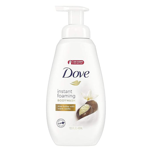 Dove Shower Foam - Foaming Body Wash - Shea Butter With Warm Vanilla - Net Wt. 13.5 FL OZ (400 mL) Per Bottle - Pack of 2 Bottles