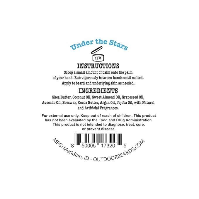 Beard Balm | 2 oz Cleansing Balm for Beards Short or Long | Beard Conditioner for Men | Essential Moisturizer for Every Man's Beard | Leave Hair and Skin Healthy (Under the Stars)