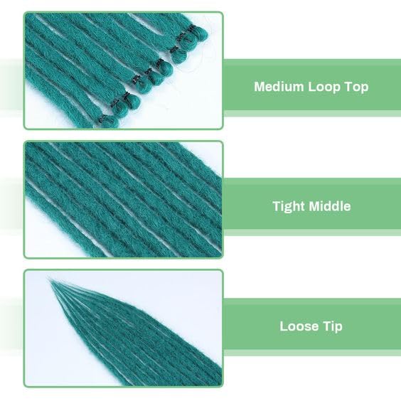 24 In 30 Strands SE Dreadlock Extensions, Castleton Green Thin 0.6cm Width Synthetic Dreads Extensions, 100% Handmade Dreads Hippie Style Dreadlocks for Woman