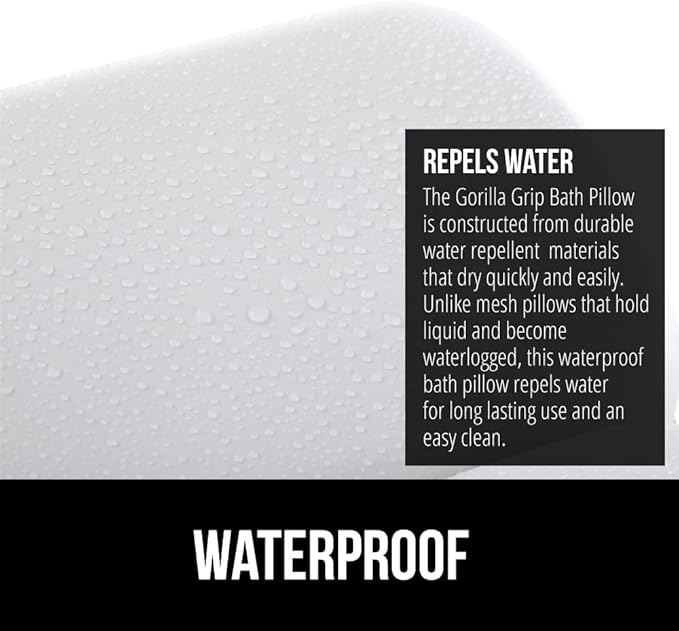GORILLA GRIP Bath Pillow for Tub, Improved Suction Cups, Luxury Bathtub Pillows, Headrest for Neck and Back Support, Relaxing Home Spa, Hot Tubs and Bathroom Essentials, Gifts for Women, 3 Panel White