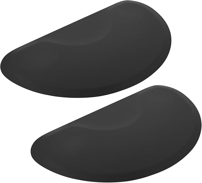 Artist hand 3 ft. x 5 ft. Barber Chair Mat Salon & Barber Shop Chair Anti-Fatigue Mats Comfort Salon Chair Mat,Black Semi Circle - 1/2 in. Thick,2 PCS