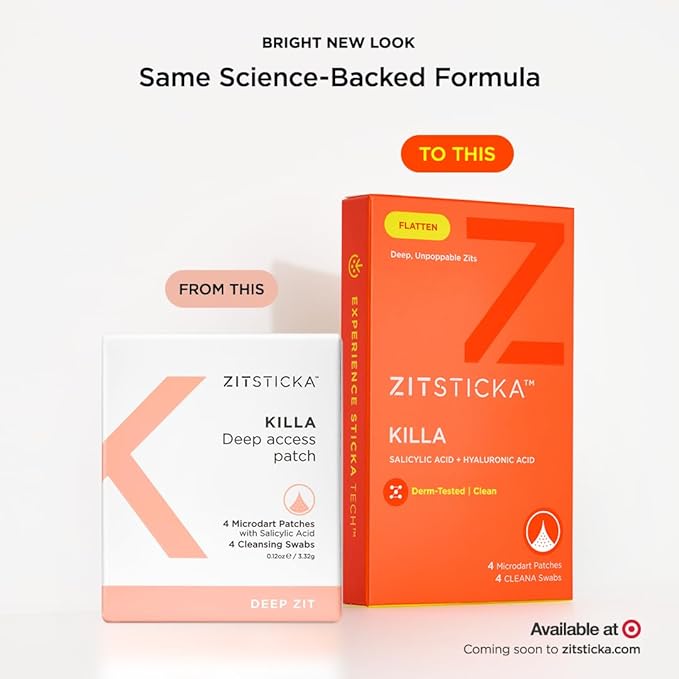 ZitSticka Killa Acne Patches for Face - World's Most Potent Pimple Patch with Fast-Acting Microdarts - Starts Working within 2 Hours for Deep, Early-Stage Zits & Blemish - 4 Count