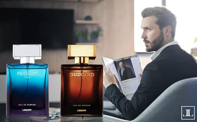 Liberty Luxury Perfume for Men Gift Set - Eau De Parfum (EDP) Spray Fragrances, OudGold and Passion Scent (50ml/1.7Oz each), Designed in France, Long Lasting Smell