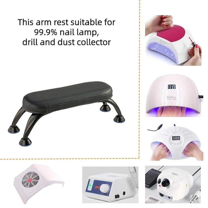 Big Manicure Hand Rest Cushion Nail Art Hand Rest Nail Polish Hand Rest Manicure Table Hand Rest Cushion Manicure Lamp Hand Rest Nail Art Tool for Nails Tech (Black)