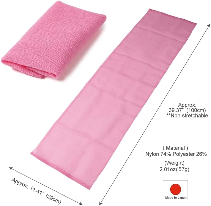 Extra Rough, Exfoliating Washcloth [Made in Japan] Exfoliating Towel Special Texture Makes Fluffy Foam Lather, Back Scrubber, Dead Skin Cell Remover [Loofah for Women and Men] (Pink)