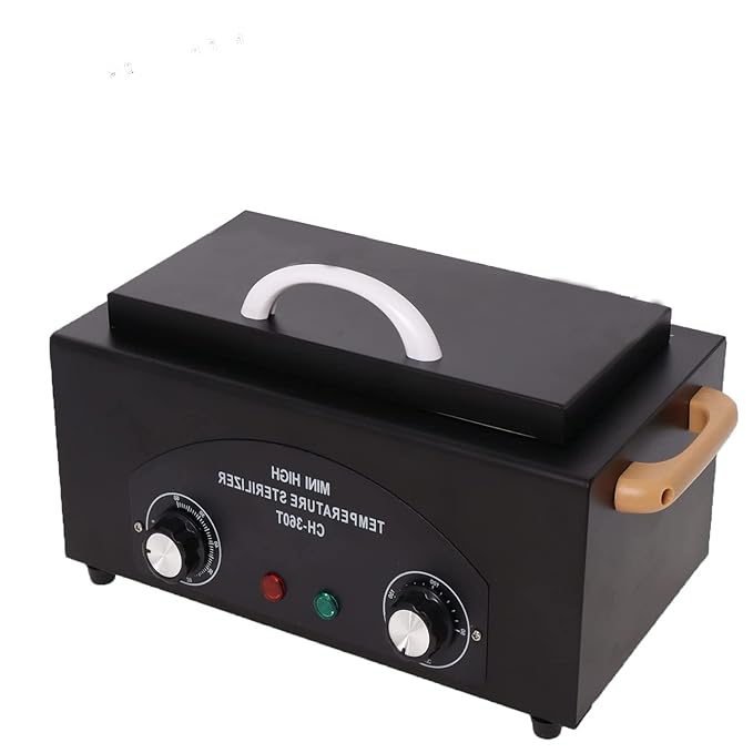 Sterilizer for Nail Tools 1.5L 110V 300W High Temperature Metal Clean Box with Adjustable Timer Temperature Sterilizer Cabinet for Manicure SPA Salon Metal Hairdressing Tool Equipment(black)