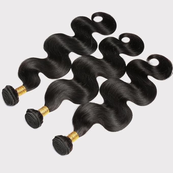 Body Wave Bundles Human Hair 12A Human Hair Bundles 20 22 24 Inch 100% Unprocessed Brazilian Virgin Hair Extensions Natural Black