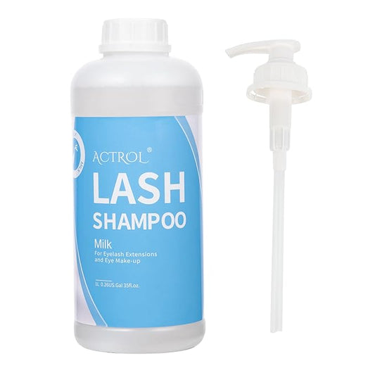 Eyelash Extension Cleanser Milk 1L Natural Lash Extension Shampoo Professional Eyelid Foaming Cleanser Paraben & Sulfate Free Non-lrritating with Salon and Home Care