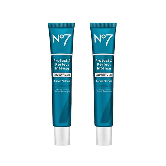 No7 Protect & Perfect Intense Advanced Serum - Rice Protein & Alfalfa Complex for Fine Lines and Wrinkles - Anti-Aging Facial Serum with Matrix 3000+ Technology (2 pack, 1.69 Fl Oz each)