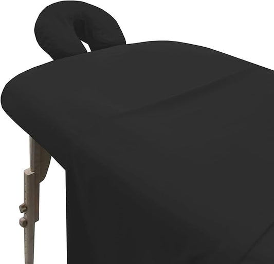 London Linens Soft Microfiber Massage Table Sheets Set 3 Piece Set - Includes Massage Table Cover, Massage Fitted Sheet, and Massage Face Rest Cover (Exotic Black)
