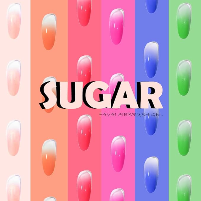 FAVAI 6 Colors Airbrush Gel Nail Polish Air Gel Set - Sugar Collection (#S) 6 * 15ml