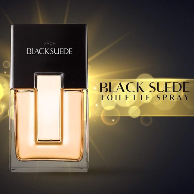 AVON Black Suede Eau de Toilette Spray for Men, Fresh Aromatic Fragrance with Warm Woody Notes and Leather Accord, Long-Lasting Scent, 3.4 fl. oz Black Suede Collection