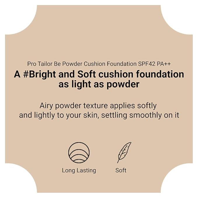 ESPOIR Pro Tailor Be Powder Cushion Foundation SPF42 PA++ #4 Beige (13g+refill 13g) | A Soft Cushion Foundation of a Light Texture & Long Lasting Weightless Full Coverage | Korean Makeup