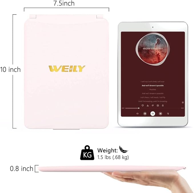 WEILY Makeup Mirror with Lights, 2000 mAh USB Rechargeable Lighted Makeup Mirror, Touch Screen 3 Colors Adjustable 72 LED Lights Compact Travel Mirror, Gift for Girls Women (Pink)