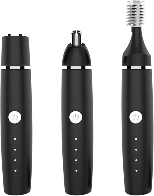 Nose Hair Trimmer for Men and Women, Eyebrow Trimmer, Electric Shaver Razor 3 in 1, Portable, Waterproof and Rechargeable for Ears, Face, Legs (Black)