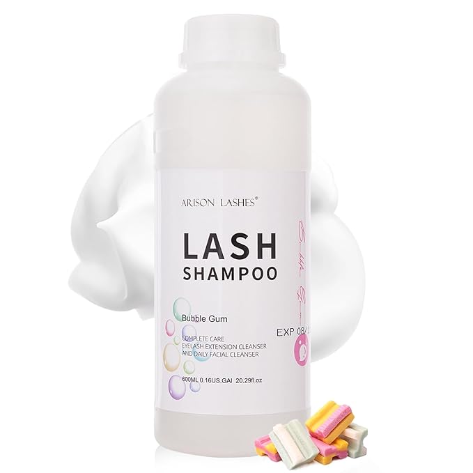 Arison Eyelash Eyelash Extension Shampoo 600ml / Eyelid Foaming Cleanser/Wash for Extensions and Natural Lashes/Paraben & Sulfate Free Safe Makeup & / Professional & Self Use (Bubble Gum)