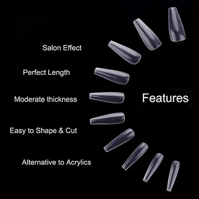 Makartt Poly Gel Kit, Clear Pink Fall Winter Extension Set With 500pcs Press on Coffin Tips for Nail Enhancement