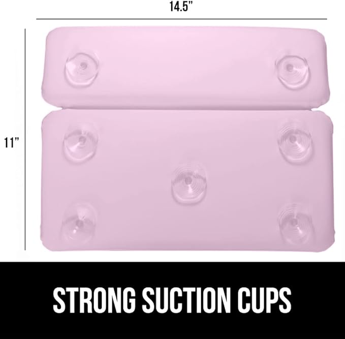 GORILLA GRIP Bath Pillow for Tub, Improved Suction Cups, Luxury Bathtub Pillows, Headrest for Neck and Back Support, Relaxing Home Spa, Hot Tubs and Bathroom Essentials, Gifts for Women, 2 Panel Pink