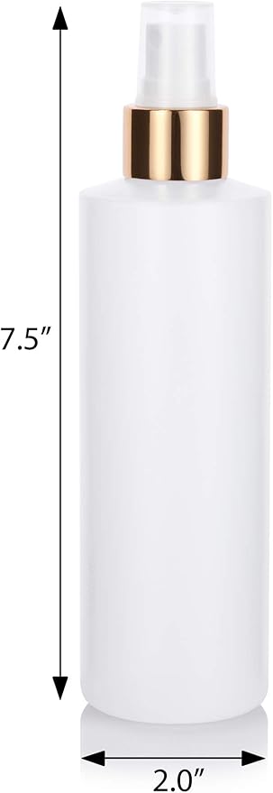 JUVITUS 8 oz Clear Natural Refillable Plastic Squeeze Bottle with Gold Metal Fine Mist Sprayer (4 pack)