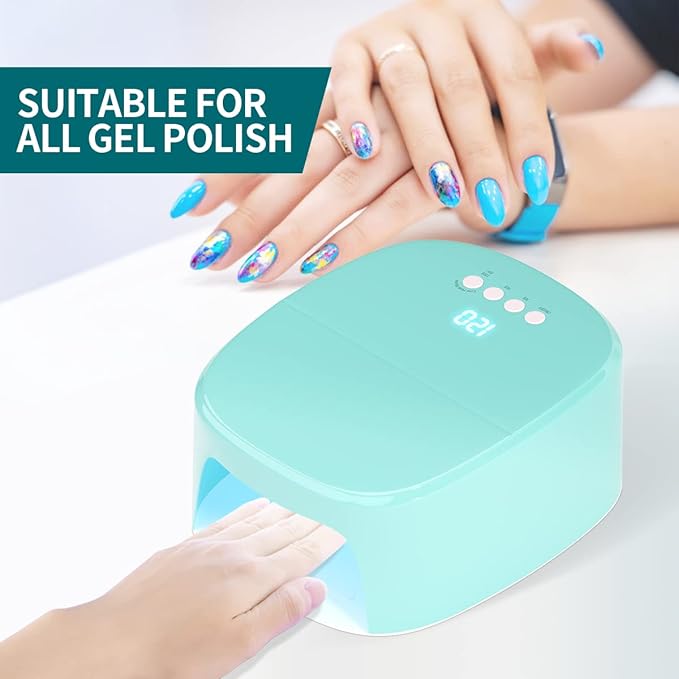 BETE Cordless LED Nail Lamp, 60W Rechargeable Dryer for Curing Polish, USB Port for Charging Phone and Drill, Portable Professional Blue