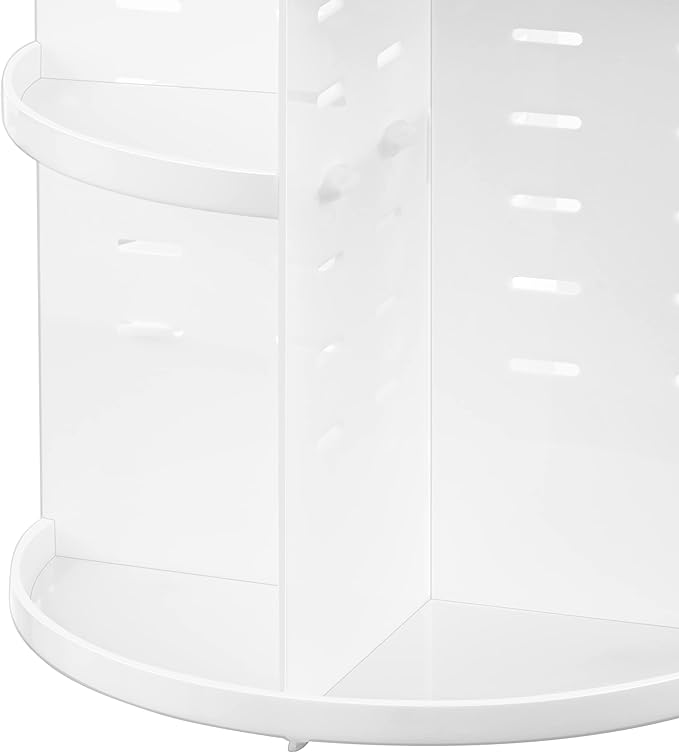 HBlife 360 Rotating Makeup Organizer Adjustable Carousel Large Capacity Revolving Perfume Organizer Skincare Organizers Cosmetic Storage Spinning Holder for Vanity, White