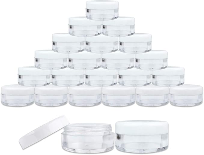 Beauticom (Quantity: 200 Pieces) 5G/5ML Round Clear Jars with White Lids for Lotion, Creams, Toners, Lip Balms, Makeup Samples