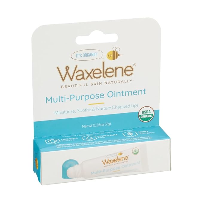 Waxelene Original Organic Multipurpose Ointment Lip Tube Pack of 5, Best Lip Balm Ever Baby Eczema Chapped Dry Sensitive Skin Body Hand Face Moisturizer