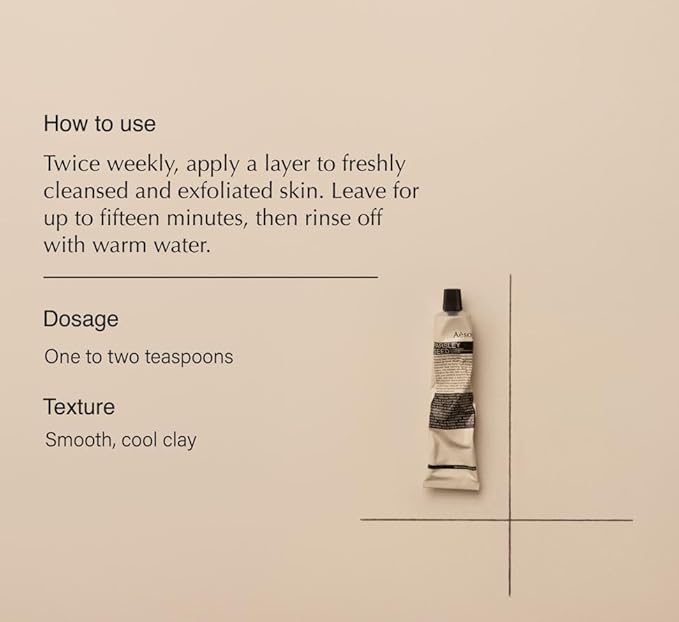 Aesop Parsley Seed Cleansing Masque | Clay Mask for Gentle but Deep Cleanse | Enhanced with Aloe Vera and Botanical Extracts | 2.3oz / 60mL