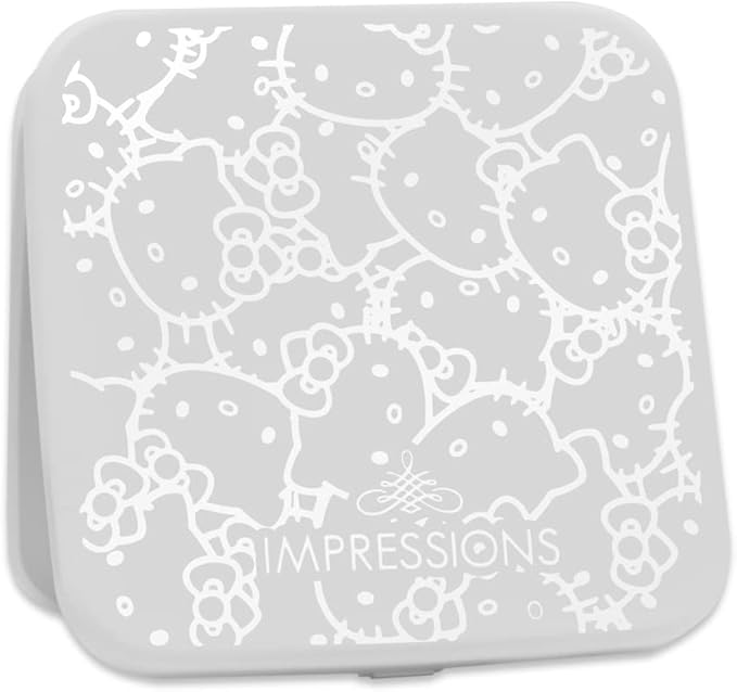 Impressions Vanity Hello Kitty Supercute Compact Mirror with Touch Sensor Switch for Adjustable Brightness, Lighted Makeup Mirror with LED Lights and 2X Magnifying Mirror Top (White)