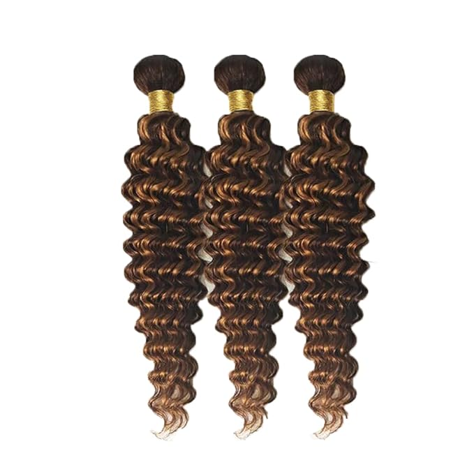Ombre P1B/30 Loose Deep Wave Bundles Highlight Deep Wave Bundles Black and Light Brown two tone Brazilian Human Hair Soft and Silky for Black Women 26 28 30 Inch