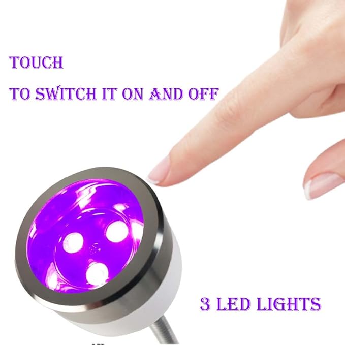 Touch-Control 9W UV LED Nail Lamp - Portable Rechargeable Gel Dryer with Adjustable Gooseneck for Gel X & Semi-Cured Strips, Home & Salon Use