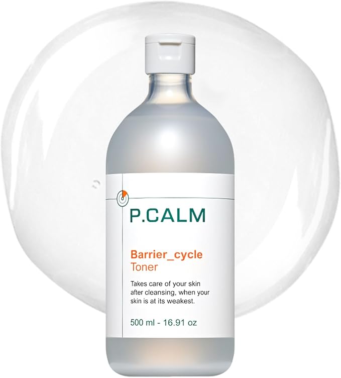 P.CALM Barrier Cycle Toner – Azulene & Centella Asiatica for Deep Hydration & Skin Barrier Strengthening, Korean Vegan Facial Toner for Sensitive Skin (500ml / 16.9 fl.oz)