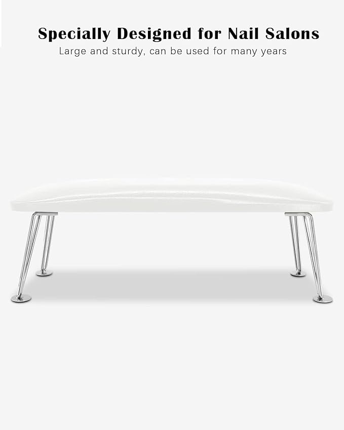 Big Arm Rest for Nails, Microfiber Leather Hand Rest for Nail Tech Salon Home Use Manicure Hand Rest Stand (White)