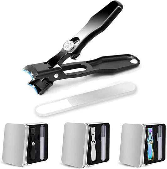 Mightyclip Nail Clippers, Mighty Clip Nail Clippers, German Nail Clippers for Men, Stainless Steel Nail Clippers for Men, Nail Scissors with Storage Box and Nail File (Black)