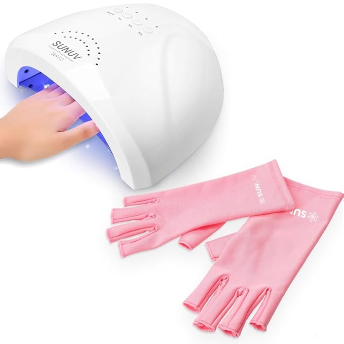 SUNUV UV Nail Lamp, UV Gloves for Gel Manicures UV Light for Nails with Adjustable Settings SUNone