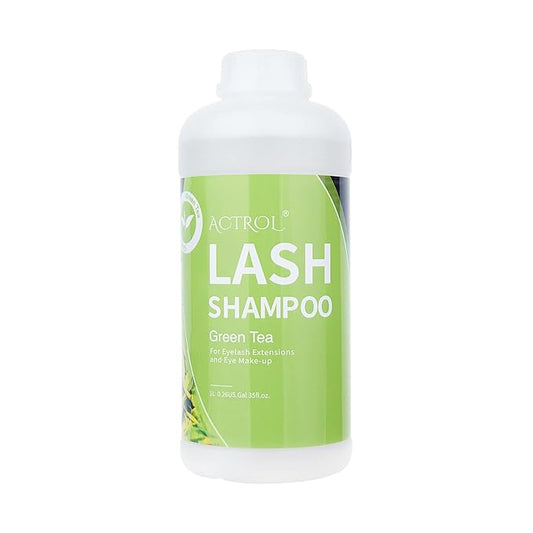 Eyelash Extension Cleanser Green Tea 1L Natural Lash Extension Shampoo Professional Eyelid Foaming Cleanser Paraben & Sulfate Free Non-lrritating with Salon and Home Care