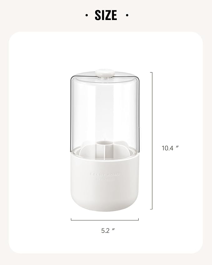 EACHY Makeup Brush Holder 360° Rotating with Dustproof Lid, Waterproof Material, 7 Compartments for Organized Storage, Stylish and Durable Design for Vanity or Bathroom (White)