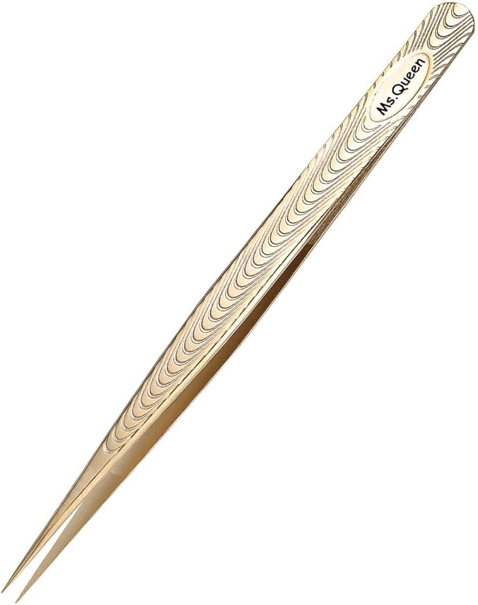 Ms.Queen Straight Tweezers for Eyelash Extensions-Precision Lashing Tweezers for Individual Volume Lashes Extensions