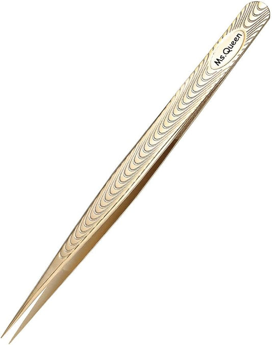 Ms.Queen Straight Tweezers for Eyelash Extensions-Precision Lashing Tweezers for Individual Volume Lashes Extensions