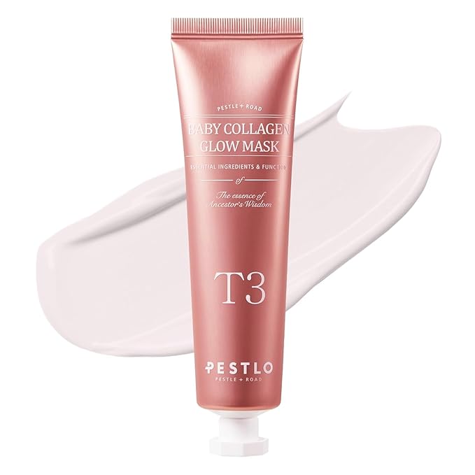 PESTLO Baby Collagen Glow Mask - Korean Peel Off Face Mask Skincare Infused with Reallagen/T3 Vegan Collagen, Aginon, Volufiline for Elasticity & Glass Skin | Optional Overnight Use, 1.69 fl.oz