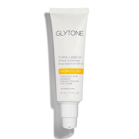 Glytone Hydra Lipid UV Mineral Sunscreen - Broad Spectrum SPF 40+ - With Titanium Dioxide, Zinc Oxide, Hyaluronic Acid & Squalane - 1.7 fl. oz.