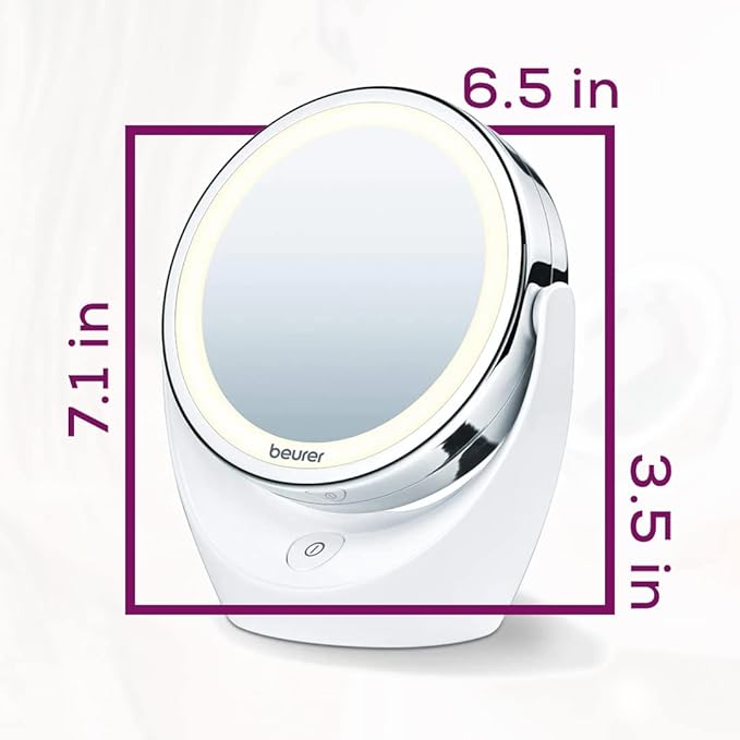 Beurer 5x Magnifying Double-Sided Cosmetic Vanity Makeup Mirror Illuminated | LED Lights | 360° Degree Swivel Rotation| Cordless | BS49