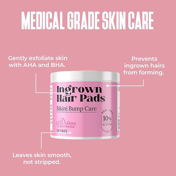 Prevent Ingrown Hairs and Razor Bumps with BHA & AHA Pads - Ingrown Hair Serum for Razor Burns - PFB Razor Bump Stopper Topicals Skin Care, Ingrown Hair Treatment for Bikini Area and Razor Bumps