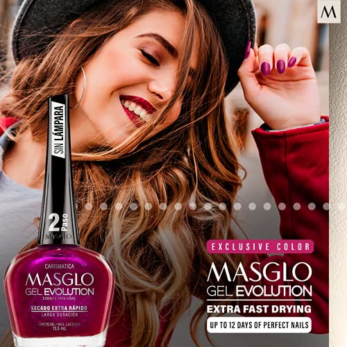 MASGLO Gel Evolution – Set of 3 Nail Polishes No UV/LED Lamp Needed, Fast-Drying, 12-Day Wear, 14-Free Formula, High-Gloss Finish, vegan (0.5 oz Each) h