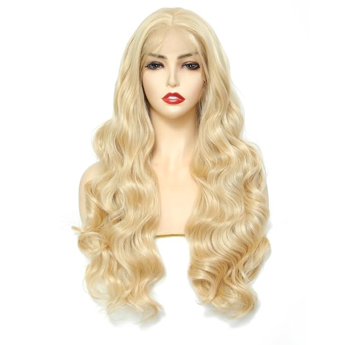 613 Blonde 13x3 HD Synthetic Lace Front Wig for Woman,Blonde Wig Similar Human Hair,200 Density Wear and Go Glueless Wig Pre Plucked,Synthetic Transparent Lace Wig Heat Resistant Firber 30 inch