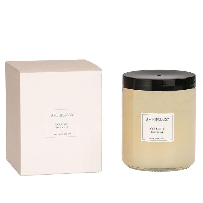 Archipelago Botanicals Coconut Body Scrub, Malayan Coconut with Citrus Hints, Exfoliate and Rejuvenate (9.4 oz)